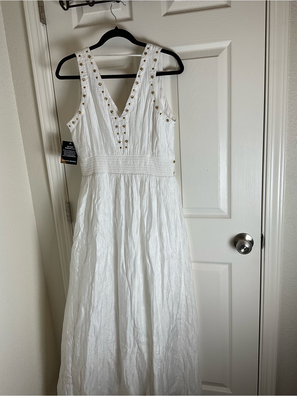 Crystal Grommet Trim Sheen Gauze Maxi Dress size Small - Picture 7 of 11